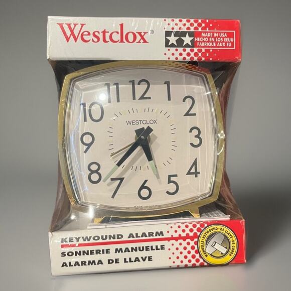 Vintage Westclox Keywound Alarm Clock White Gold 15033 Made in USA New Sealed - Picture 1 of 3